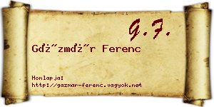 Gázmár Ferenc névjegykártya